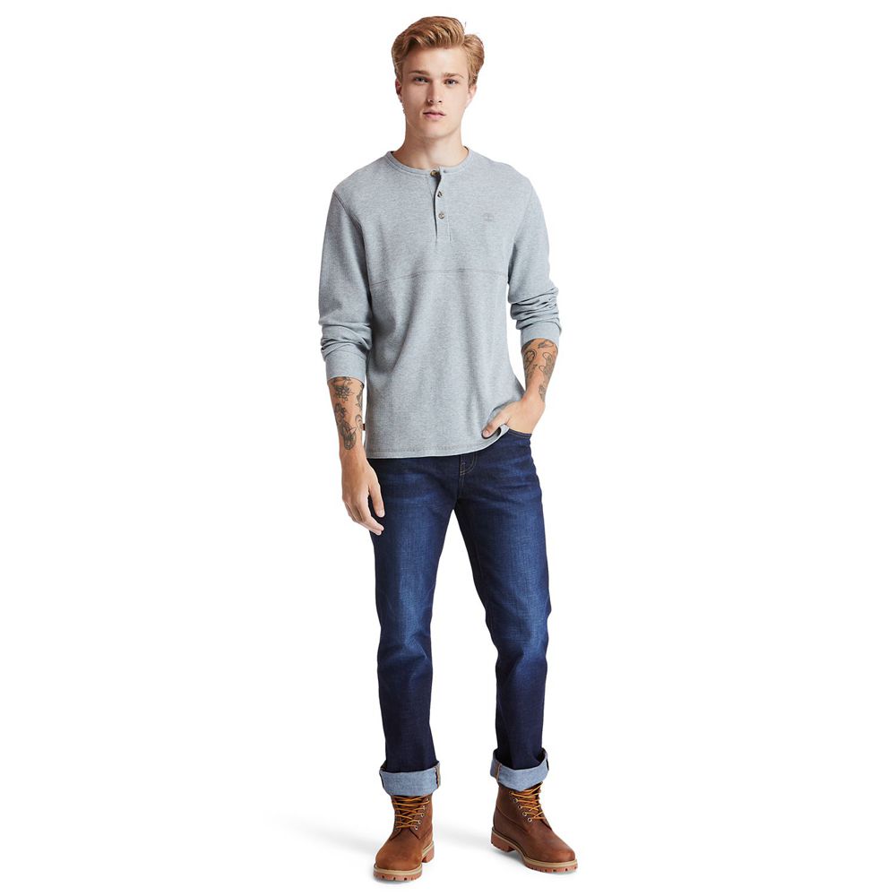 Camisa Timberland Hombre Wharf River Waffle-Knit Henley Gris - Chile PVJ-309465
